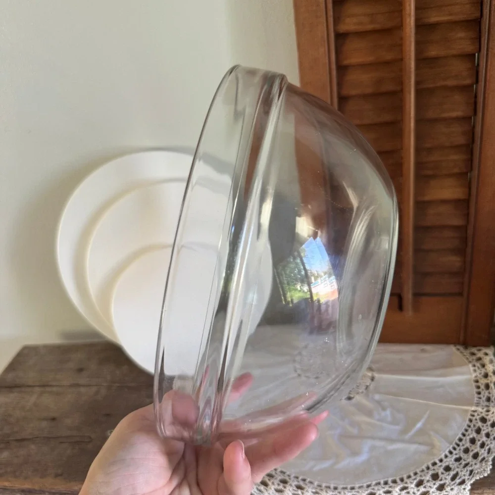Set of 3 Glass Nesting Mixing Bowls with White Lids Clear Round Food Storage Set